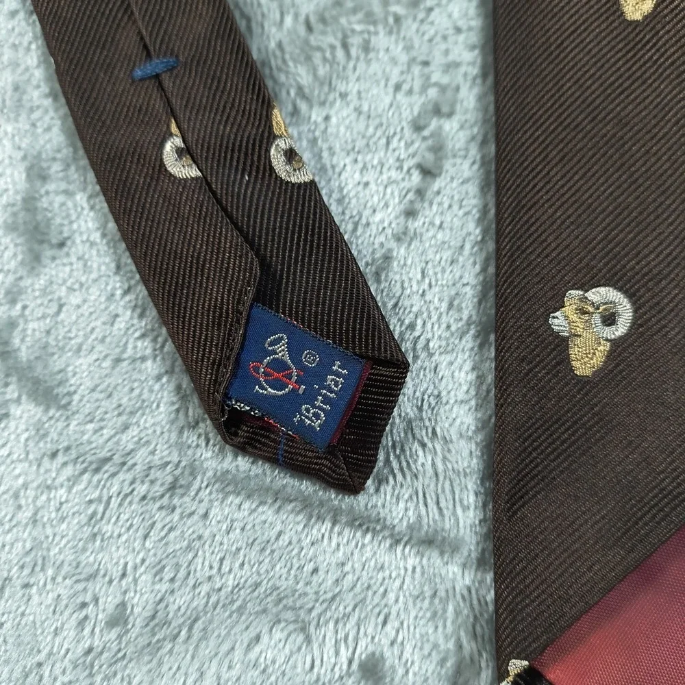 Vintage Briar Tie Mens Rams Head‎ Wildlife Outdoor Horns England Silk 60s
